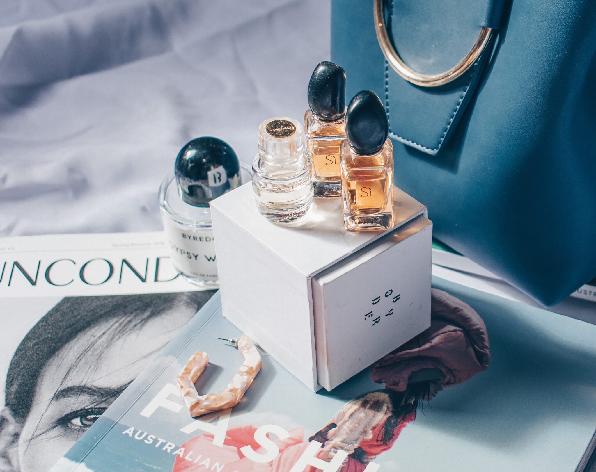 Perfume on a box