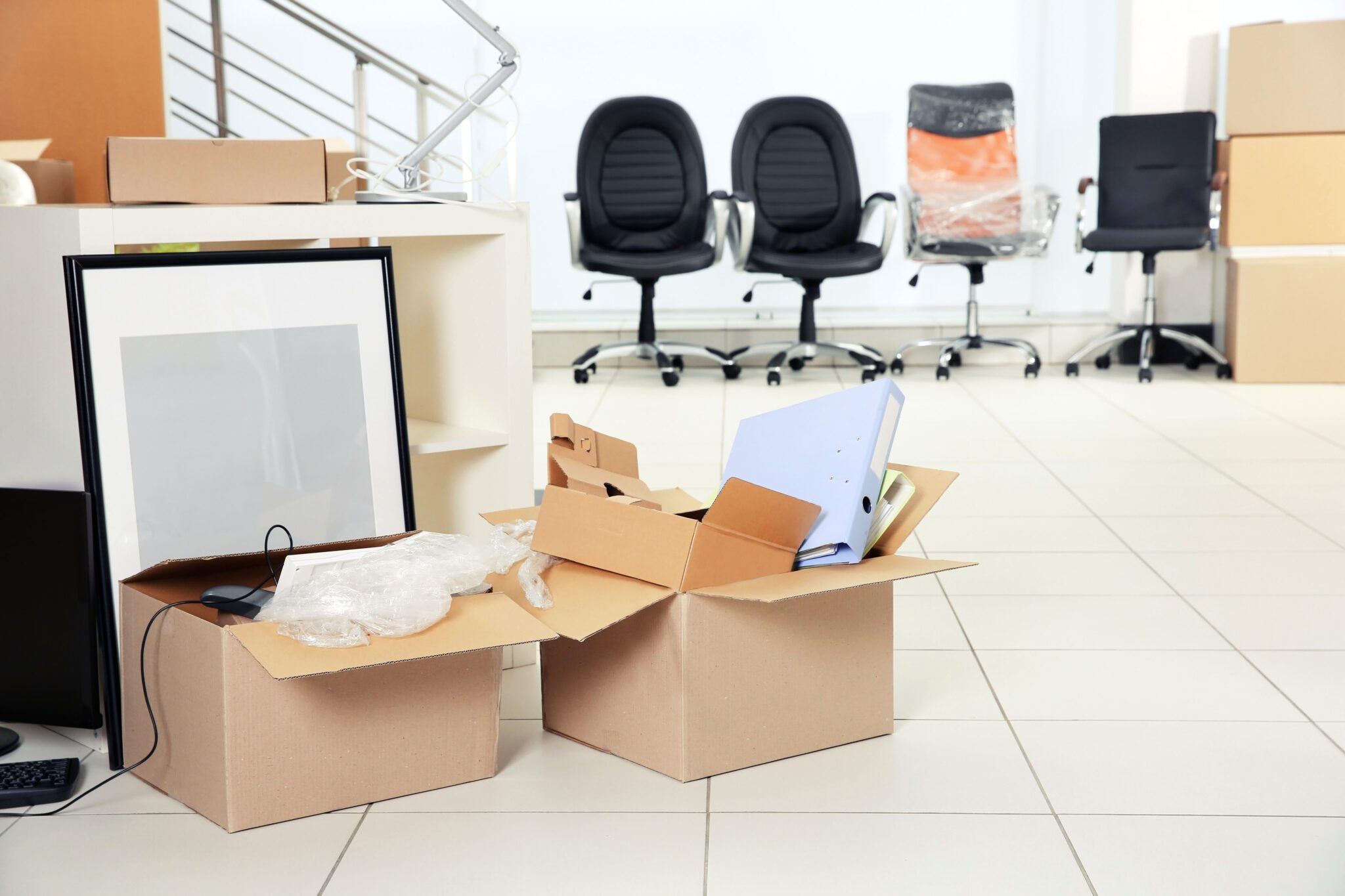 boxes in an office