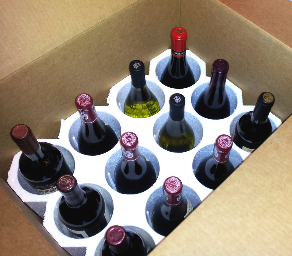 wine bottles in special moving pack
