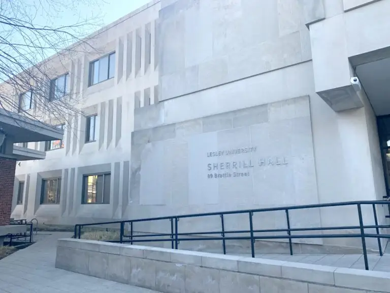 Library shelving and books during the Lesley University library move