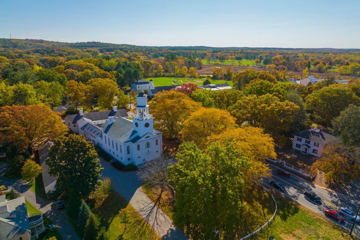Wayland historic town center at Wayland Massachusetts