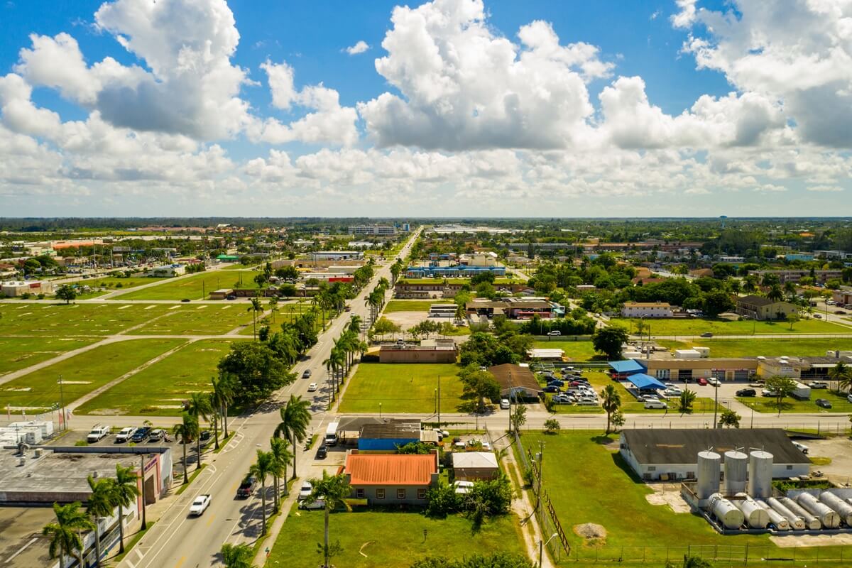 aerial tour photo downtown homestead Miami Dade City Florida USA