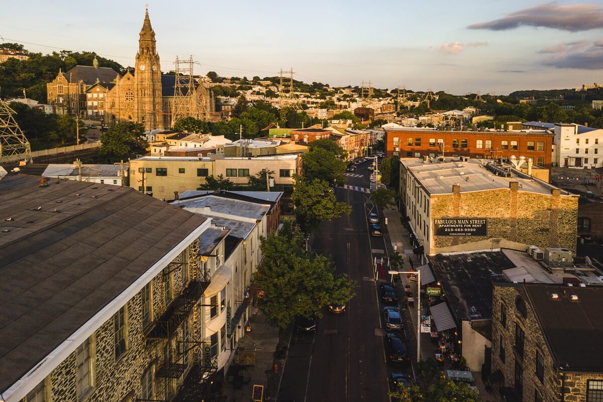 aerial view of Manayunk PA