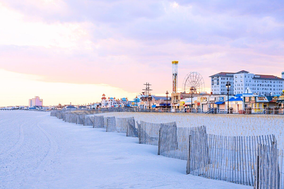 beach and boardwalk of Ocean City New Jersey