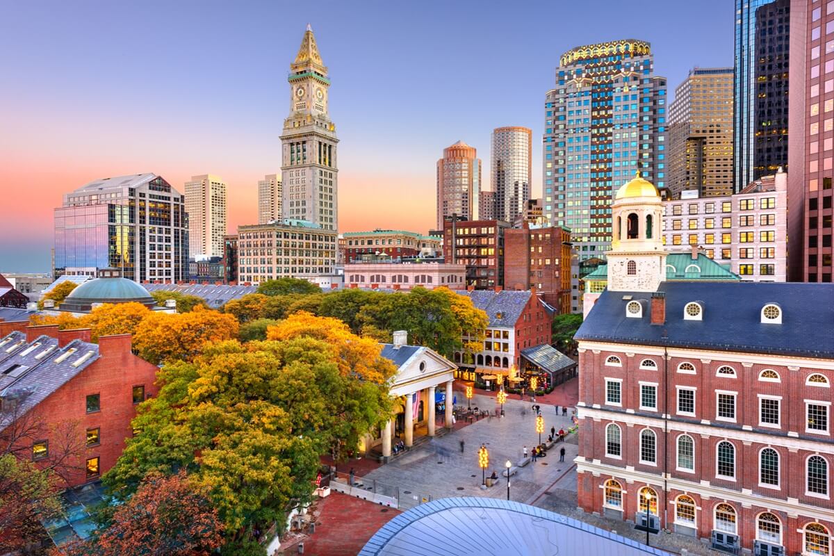 downtown skyline in Boston Massachusetts