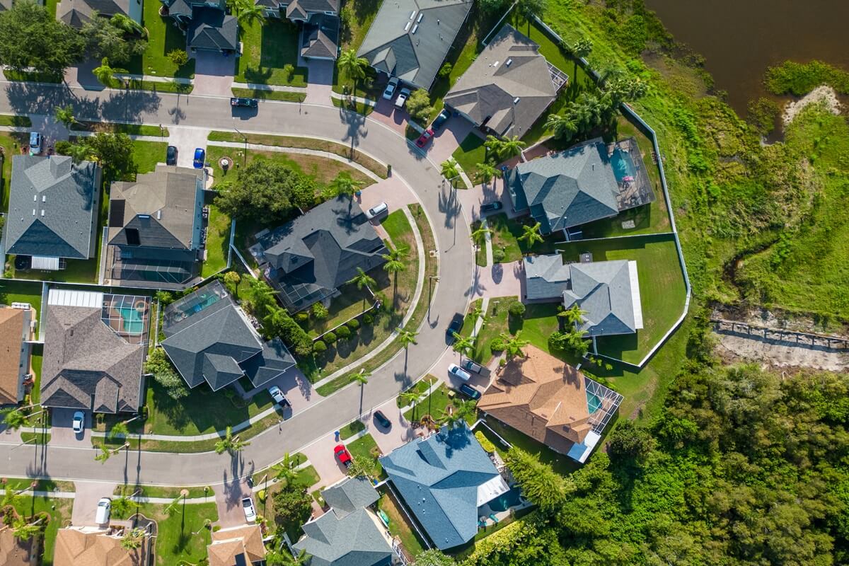 drone photo of suburban area near New Port Richey Florida