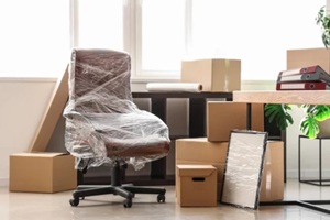 office stuff packed for moving