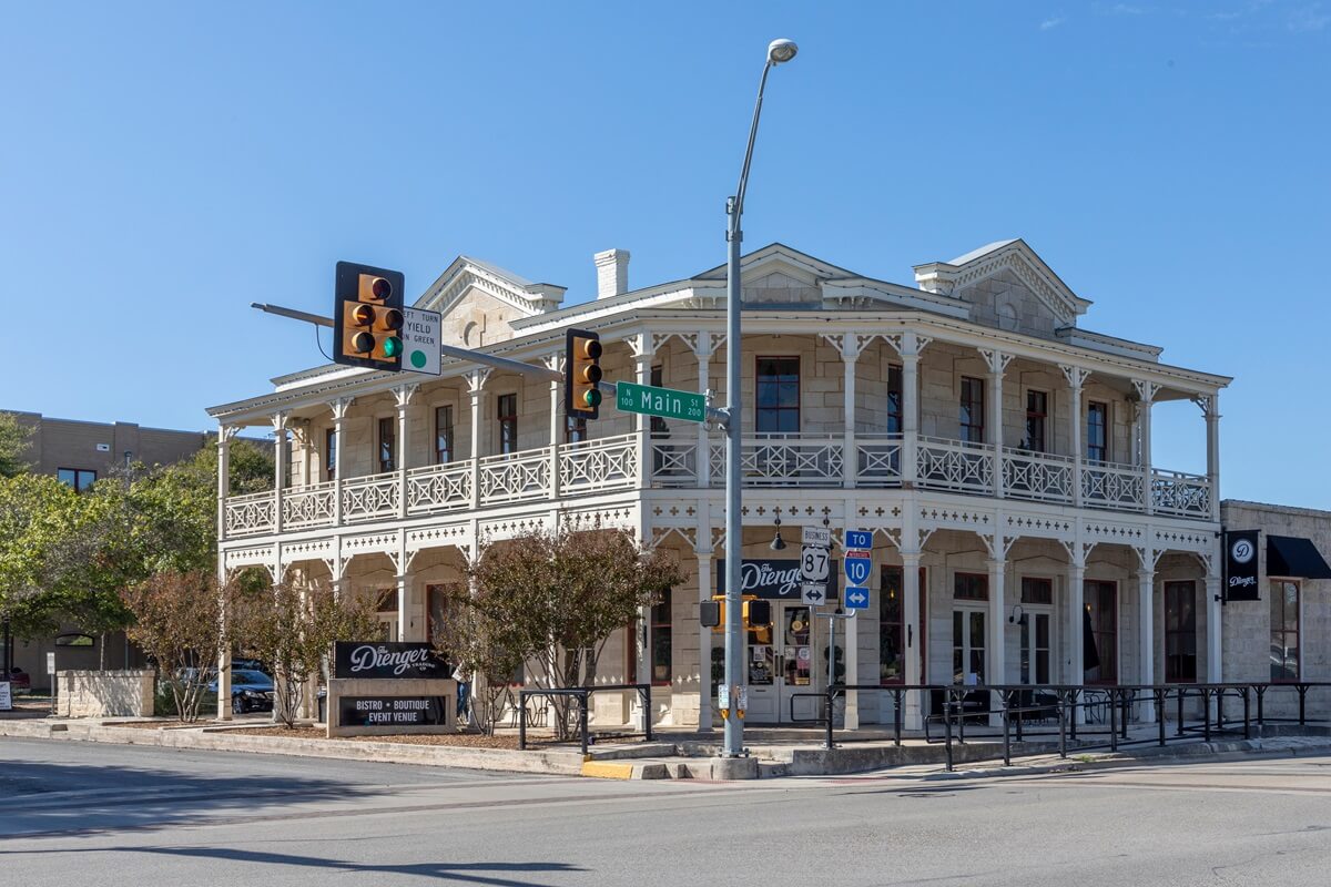 old vintage buildings in western style and decoration in Boerne Texas USA