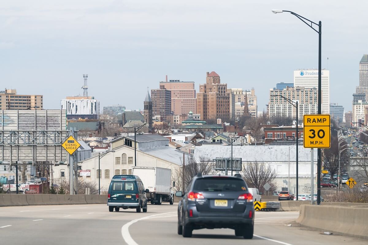 road highway with office buildings industrial at Thorofare New Jersey