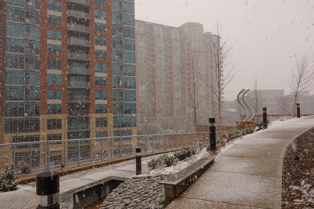 snow blizzard in tysons corner neighborhood McLean Virginia
