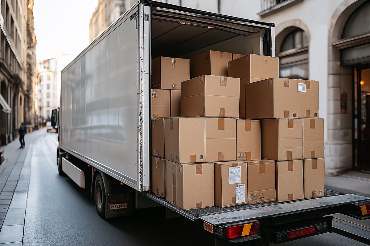 the back of a truck full of packages