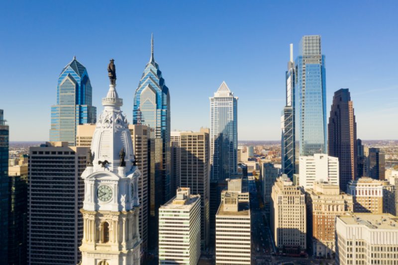 Urban Core City Center Tall Buildings Downtown Philadelphia Penn